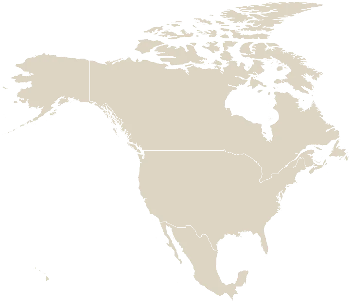 Map of North America, an export market for Pravi Living knitted cushions and throws